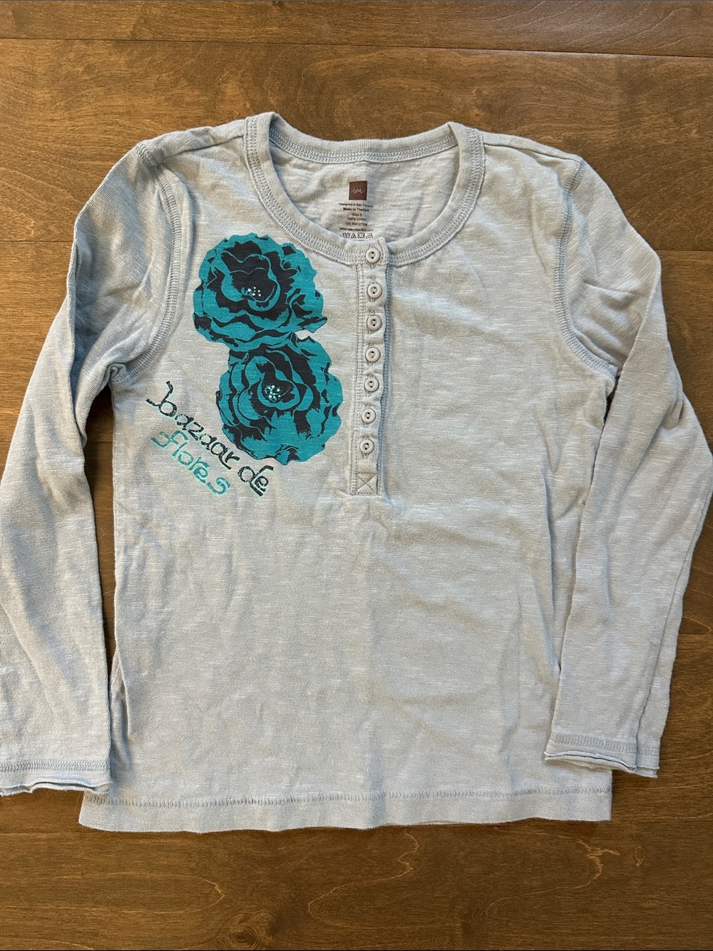 Tea Collection Blue Tee, Size 6.